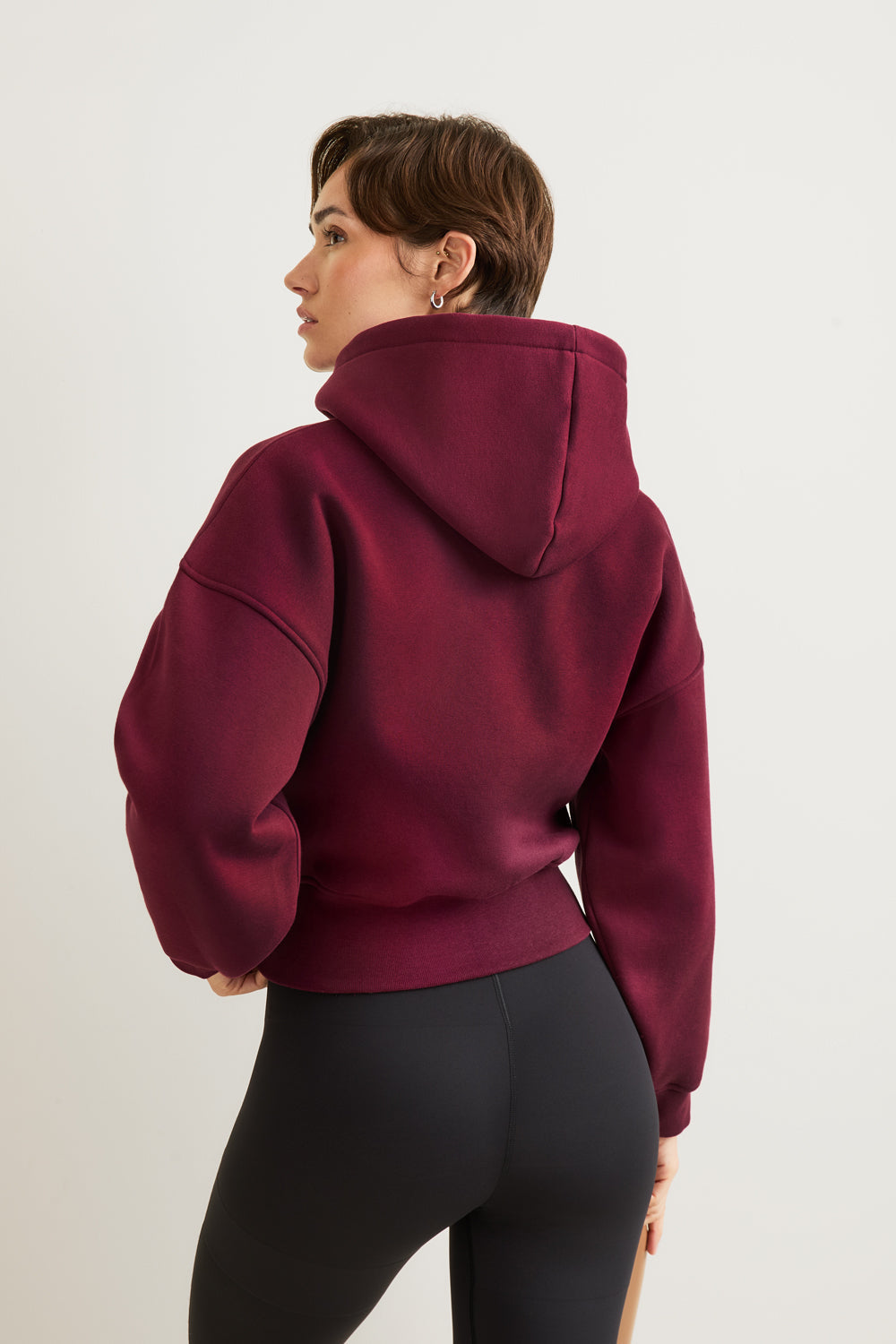 Cocoon Zip Through Hoodie - Port Red