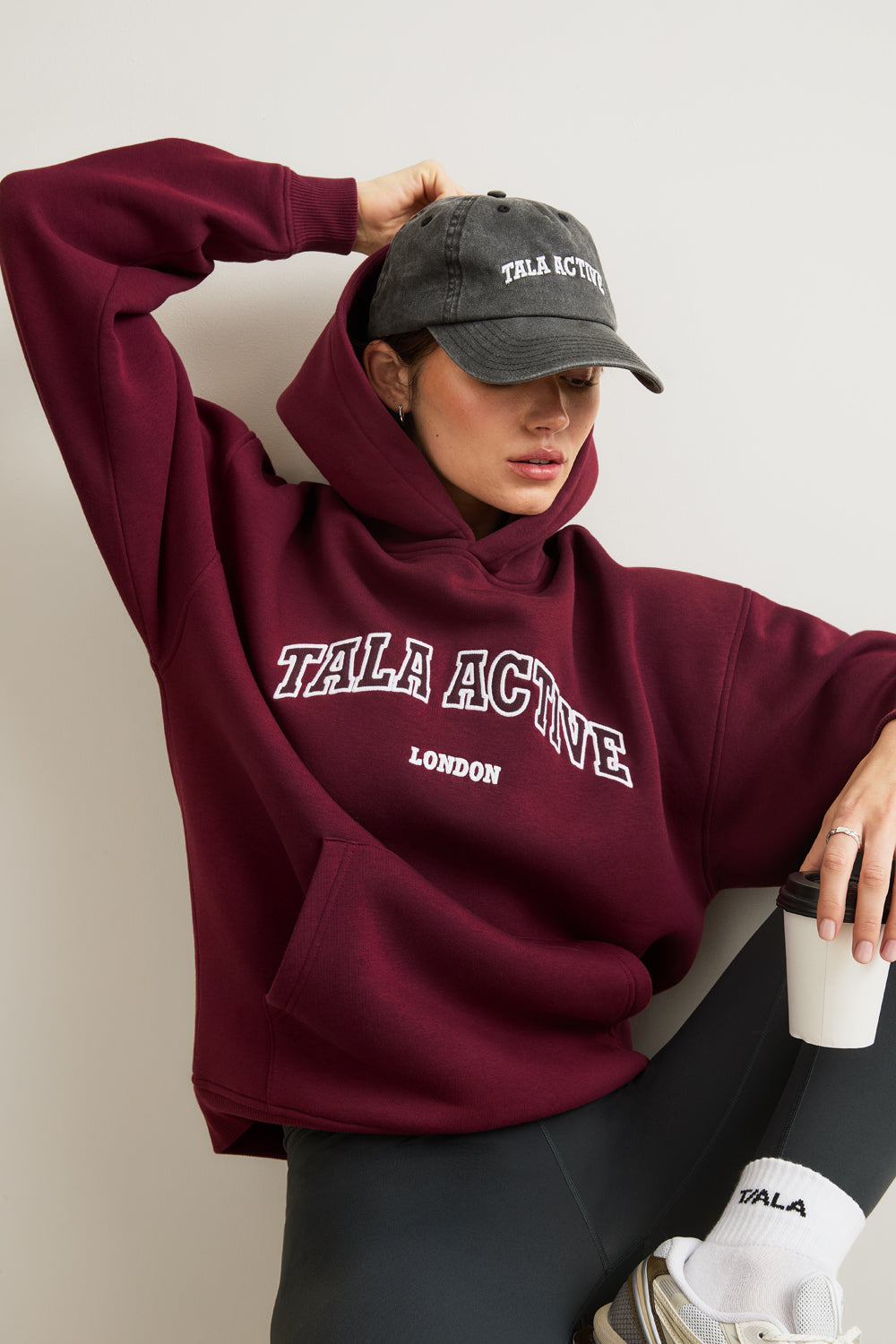 TALA Applique Oversized Hoodie - Burgundy