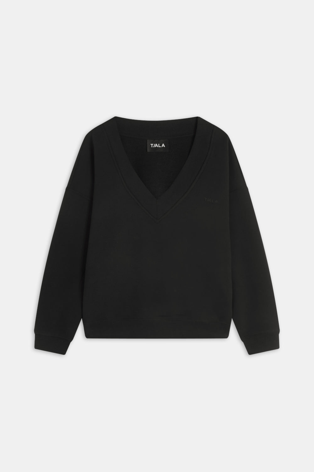 Oversized V Neck Sweatshirt - Black