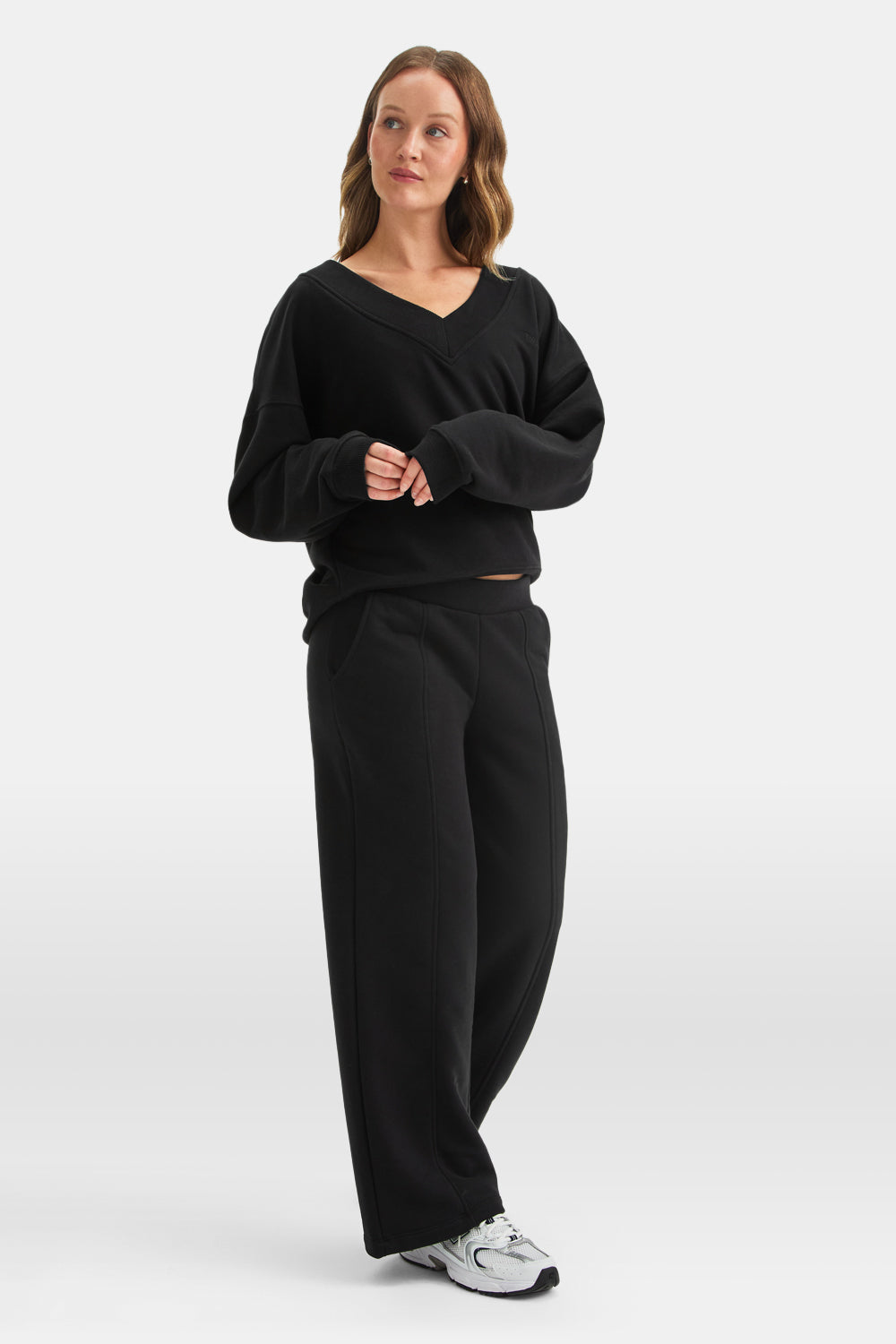 Pintuck Wide Leg Jogger - Black