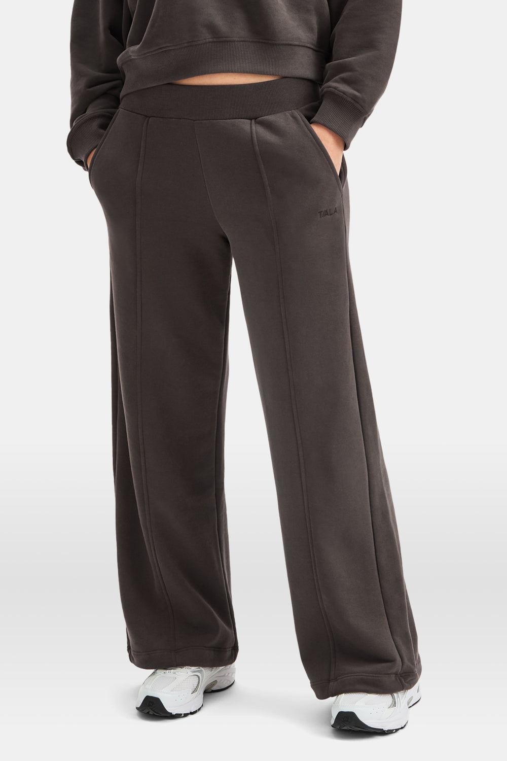 Pintuck Wide Leg Jogger - Mocha Brown