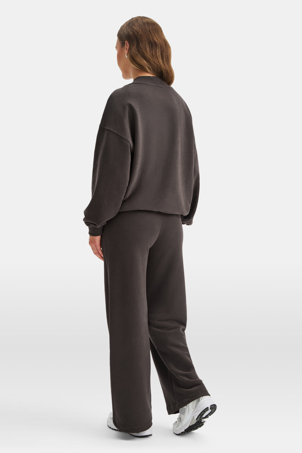 Pintuck Wide Leg Jogger - Mocha Brown