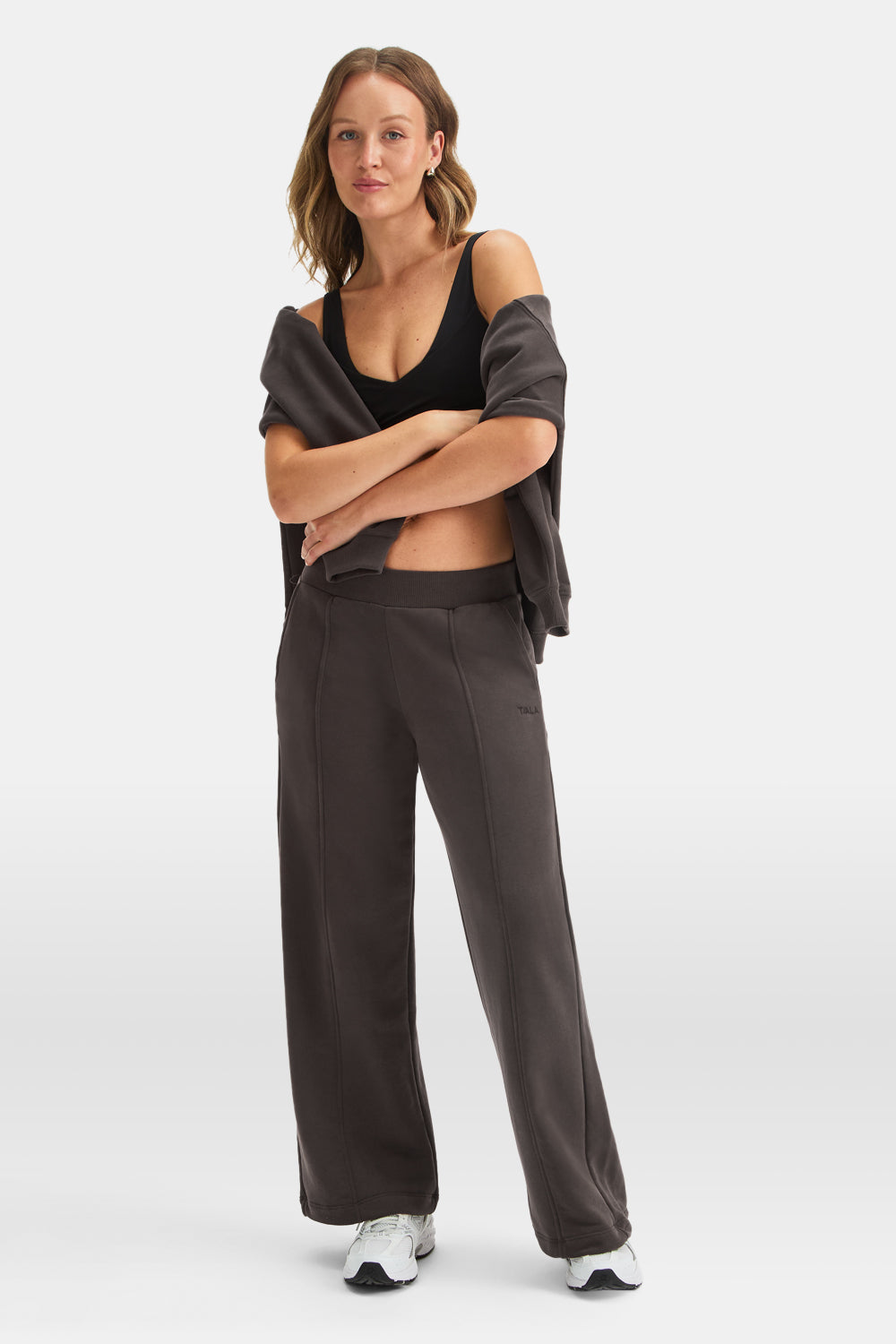 Pintuck Wide Leg Jogger - Mocha Brown