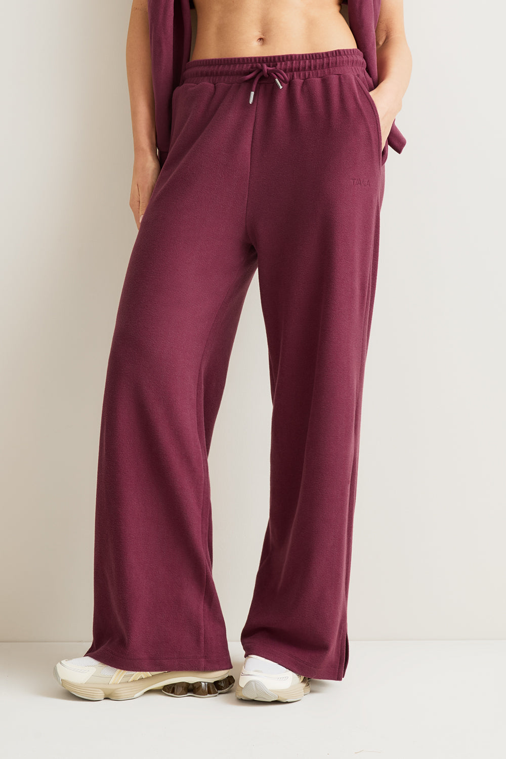 Plush Wide Leg Jogger - Cranberry