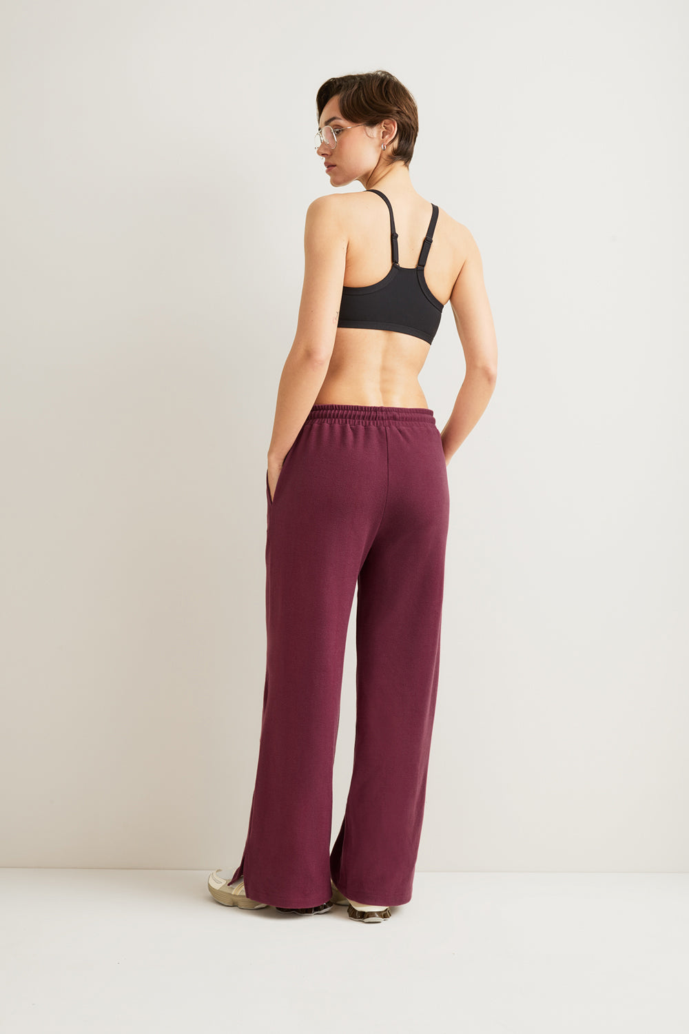 Plush Wide Leg Jogger - Cranberry