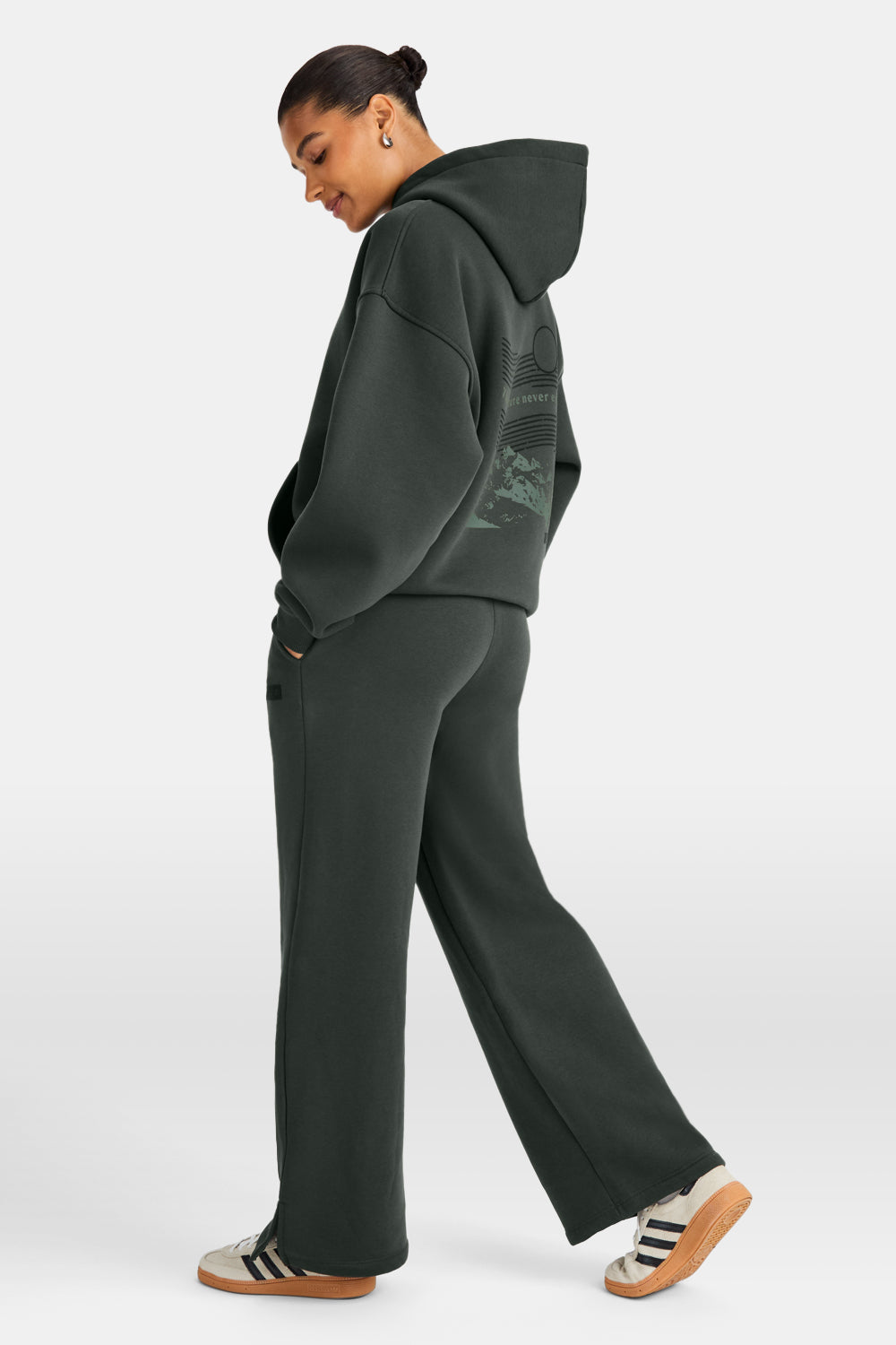 Wide Leg Jogger - Dark Moss