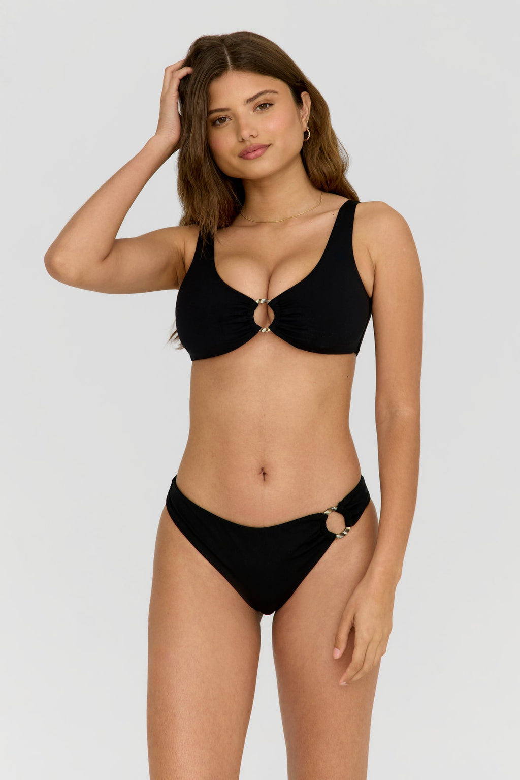 Nixie Asymmetric Ring Bikini Brief - Shadow Black