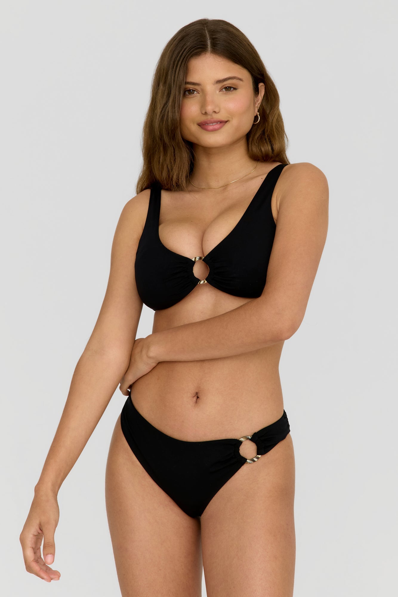 Nixie Asymmetric Ring Bikini Brief - Shadow Black