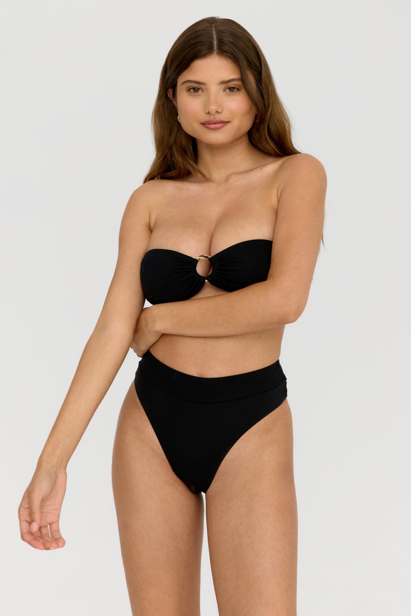 Tierra High Waisted Cheeky Bikini Brief - Shadow Black