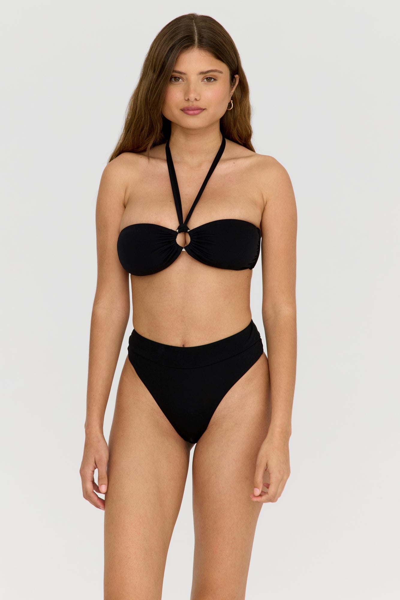 Marnie Multiway Bandeau Ring Bikini Top - Shadow Black