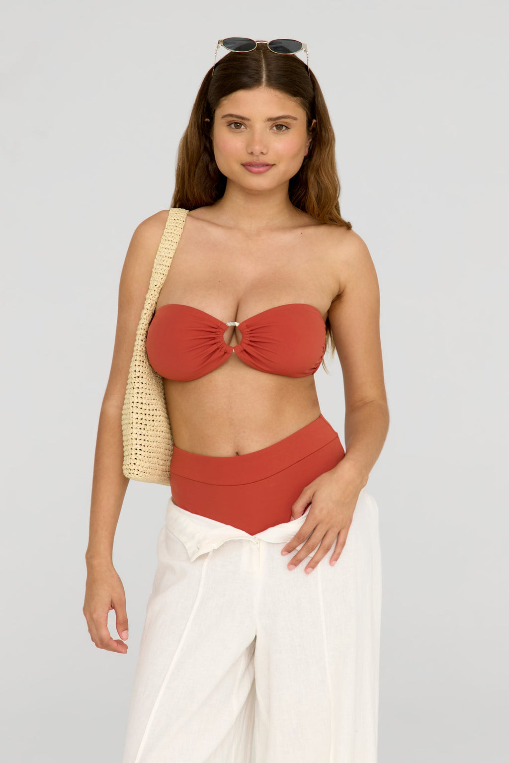 Marnie Multiway Bandeau Ring Bikini Top - Rust Orange