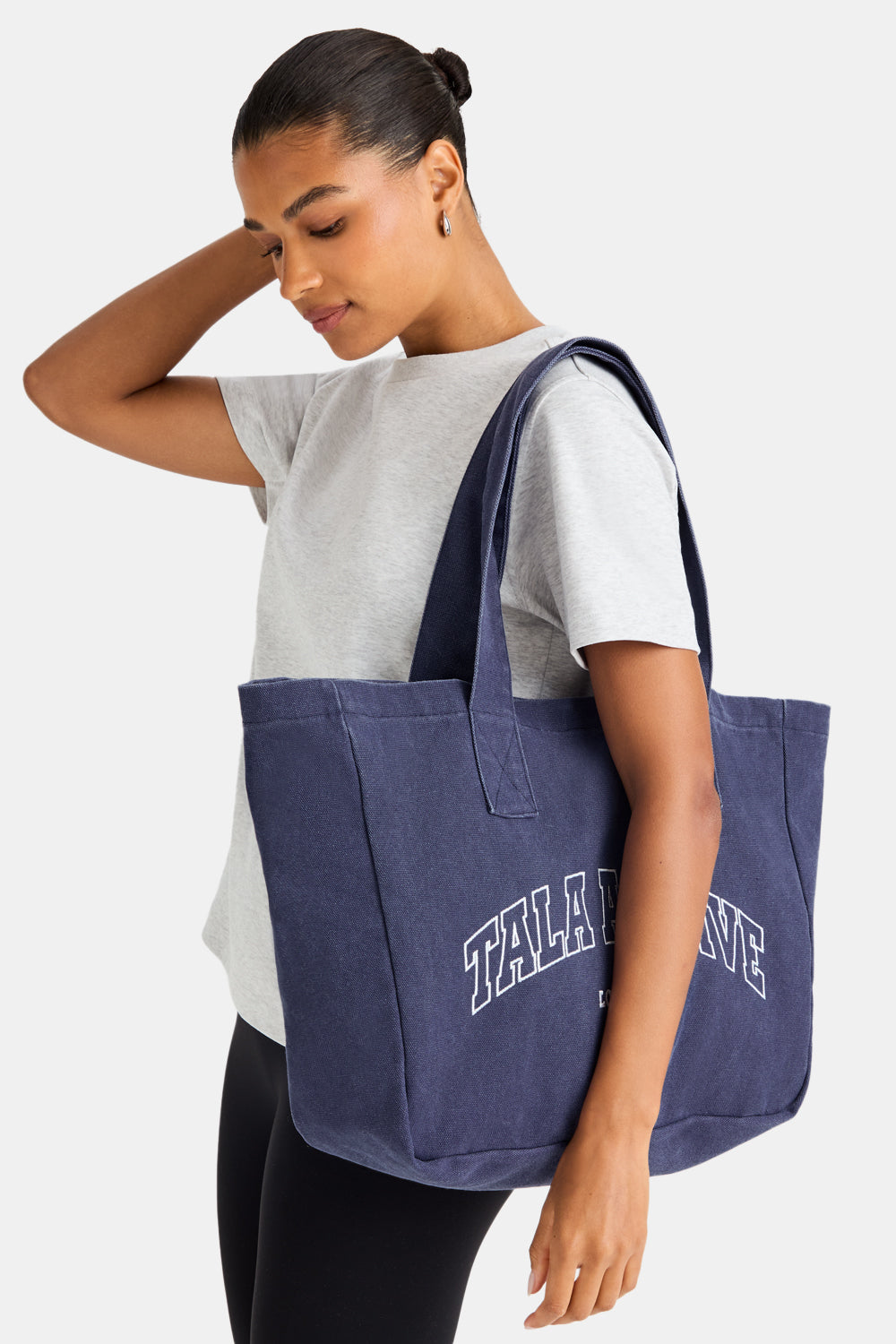 TALA Active Applique Tote Bag - Washed Denim