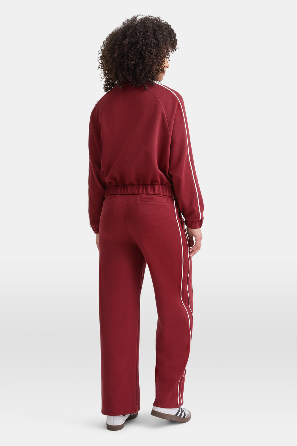 Contrast Piping Track Jacket - Vintage Red