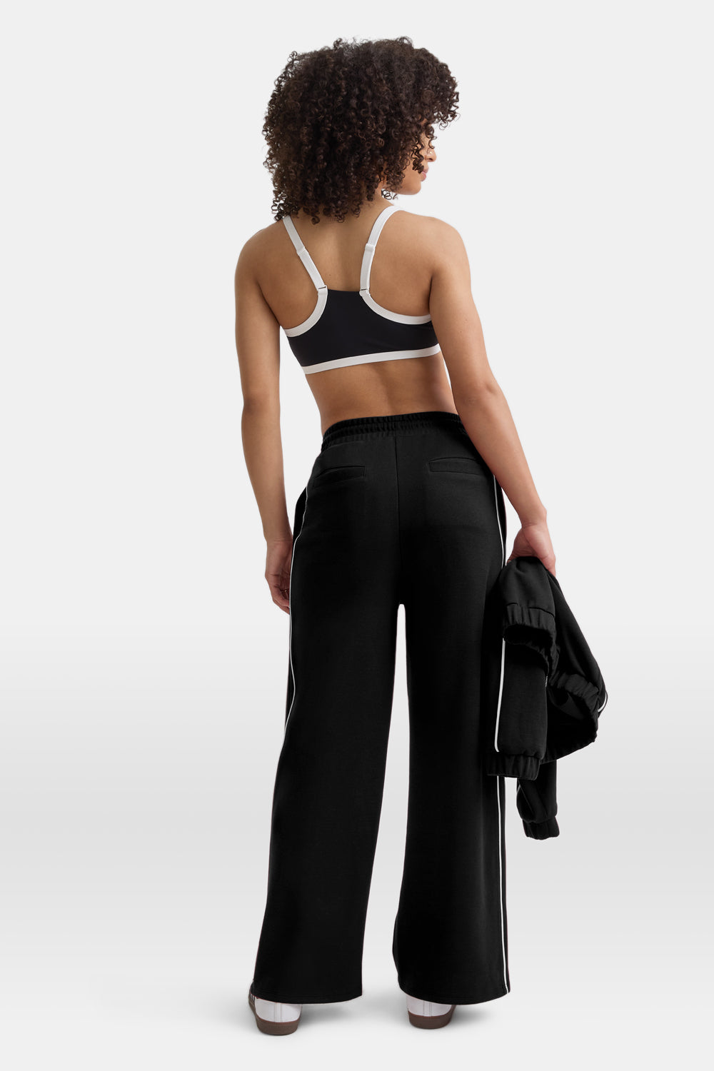 Contrast Piping Track Pant - Shadow Black