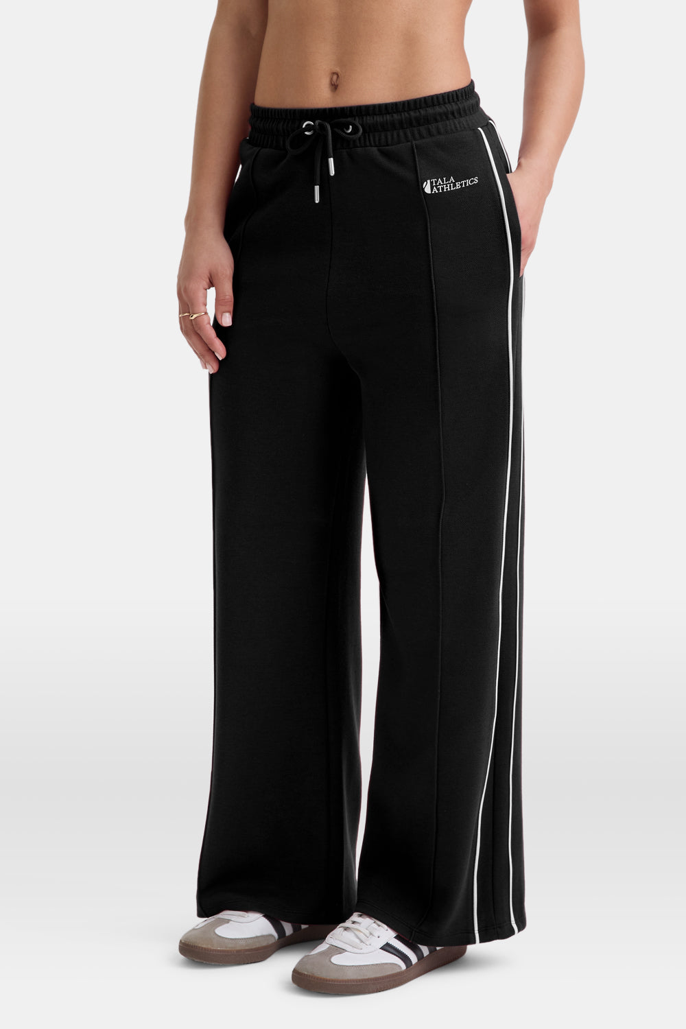 Contrast Piping Track Pant - Shadow Black