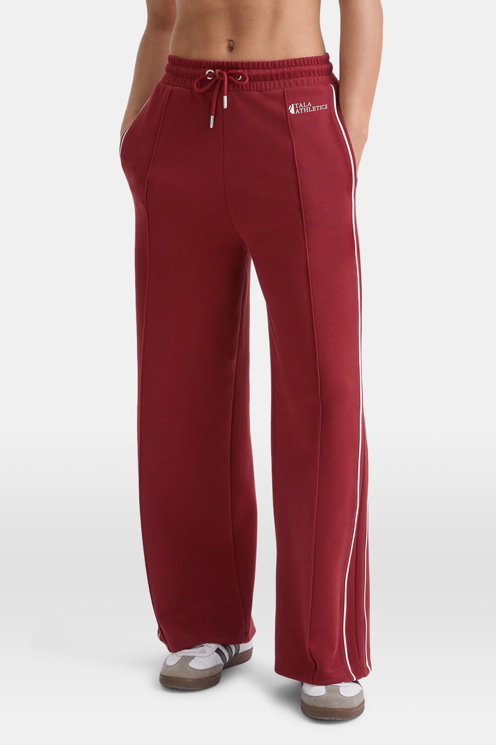 Contrast Piping Track Pant - Vintage Red