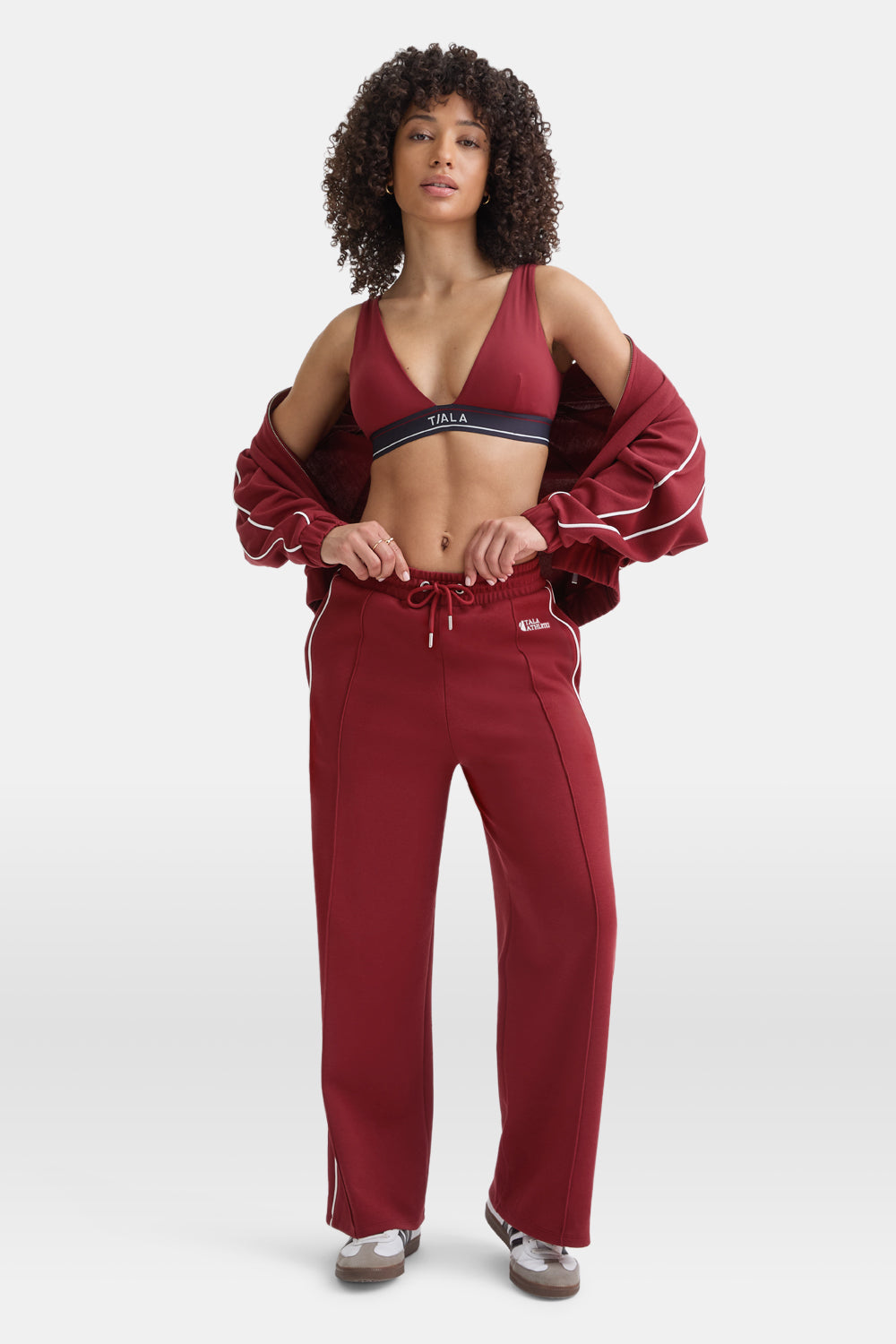 Contrast Piping Track Pant - Vintage Red