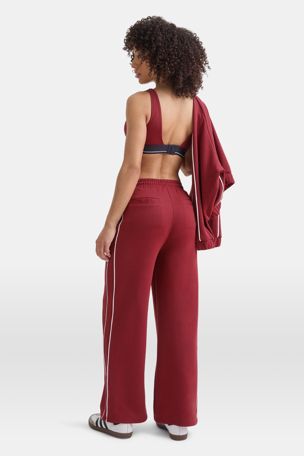 Contrast Piping Track Pant - Vintage Red