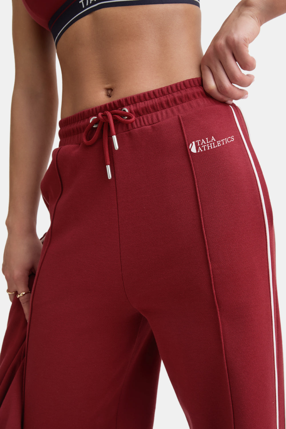 Contrast Piping Track Pant - Vintage Red