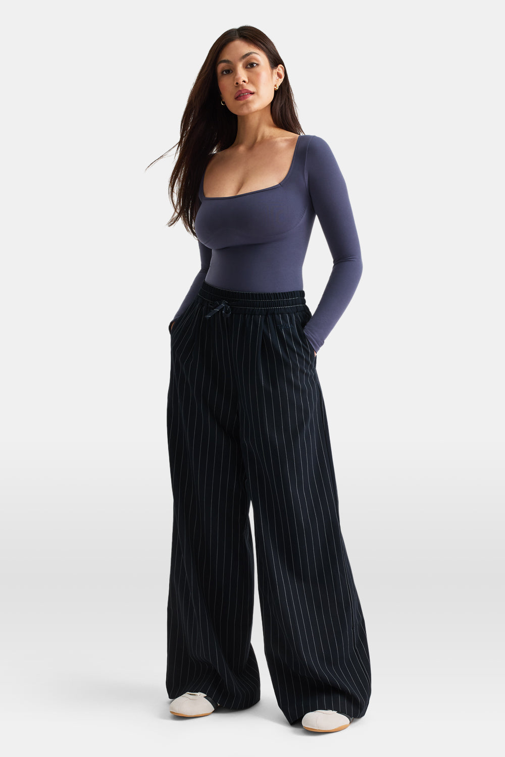 Everyday Tailoring Drawstring Trousers - Navy Stripe