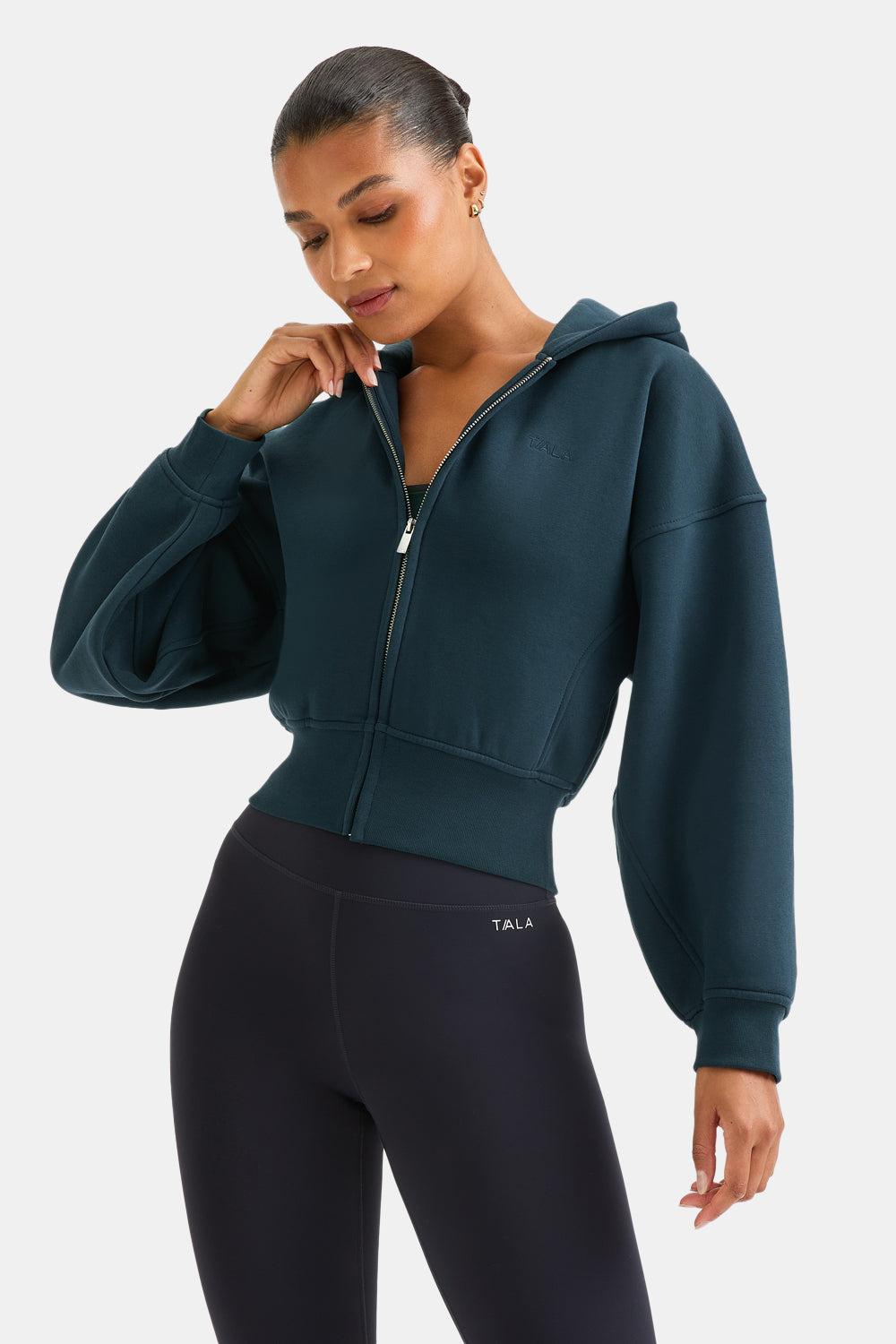 Cocoon Zip Through Hoodie - Teal