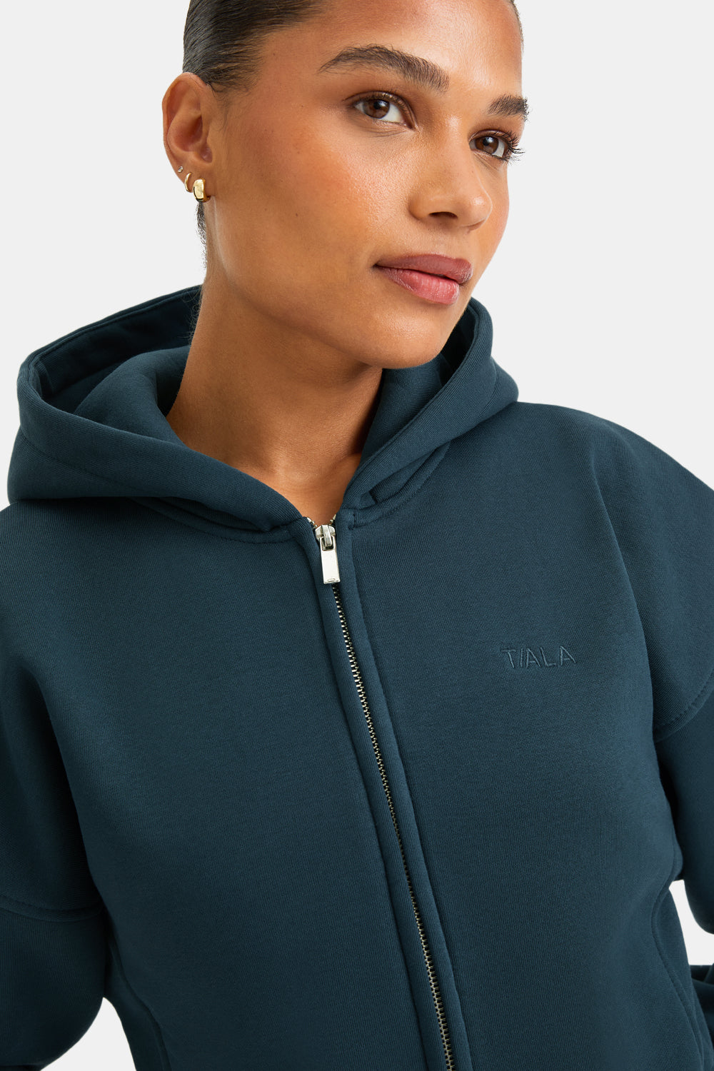 Cocoon Zip Through Hoodie - Teal