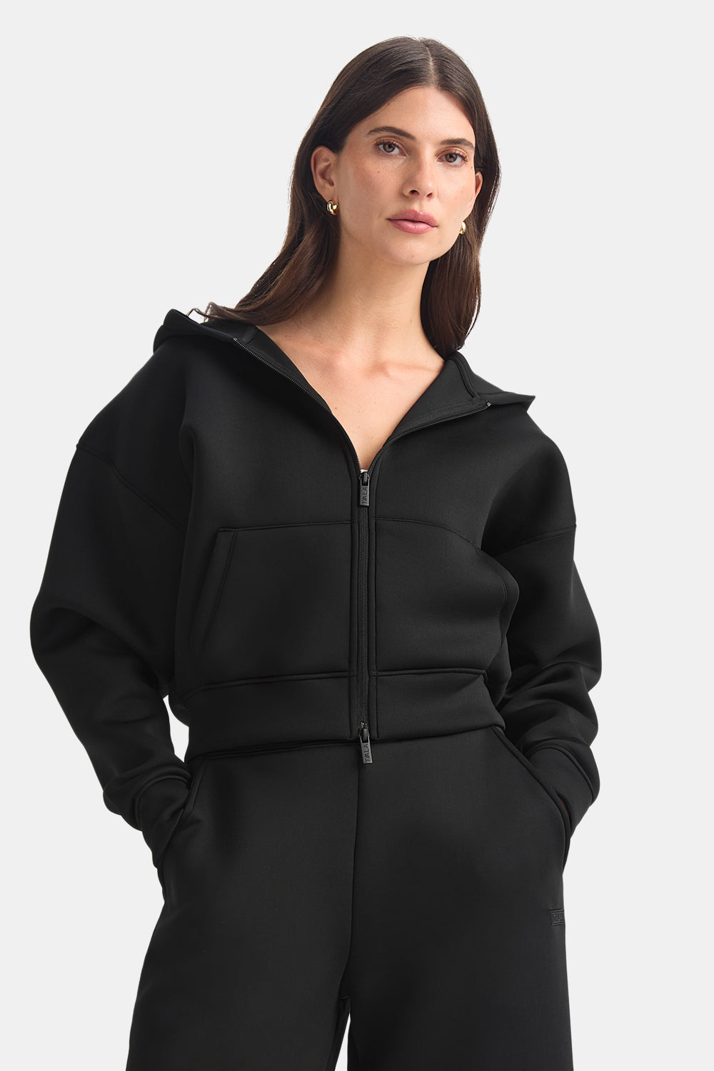 Spacer Zip Through Hoodie - Black