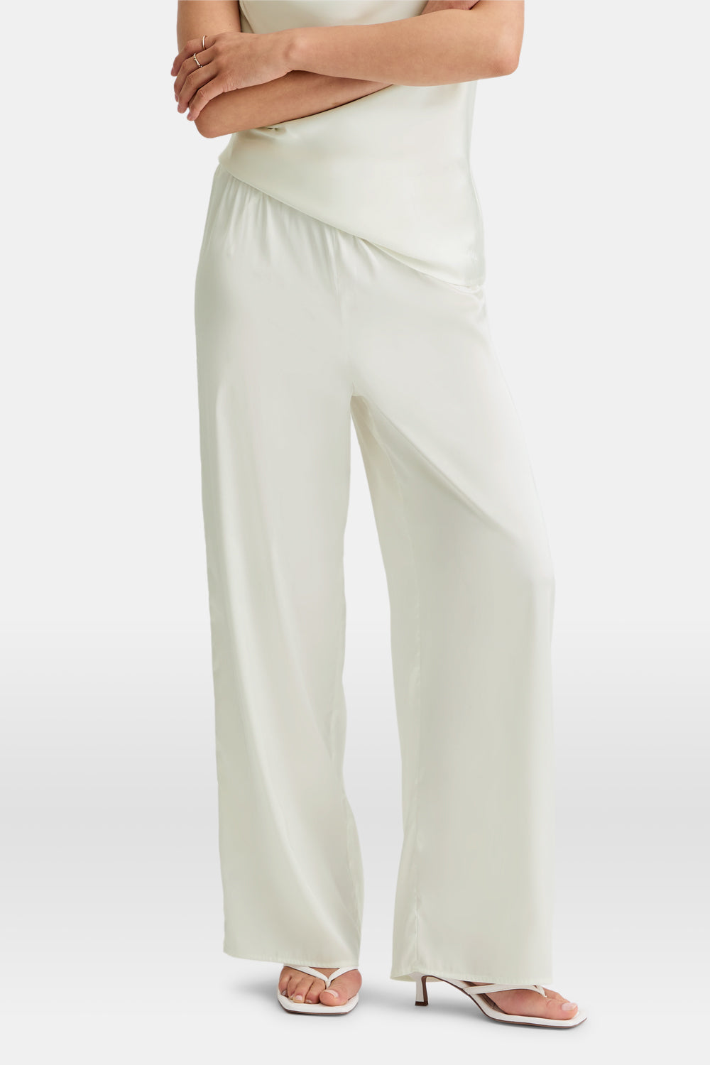 Silky Wide Leg Trouser - Diamond White