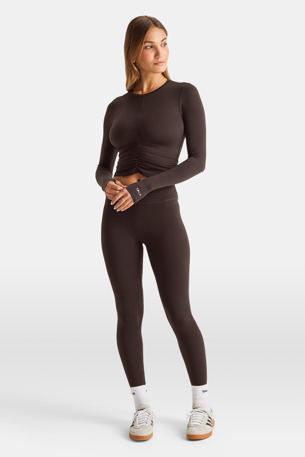 UltraLite Ruched Long Sleeve Top - Americano