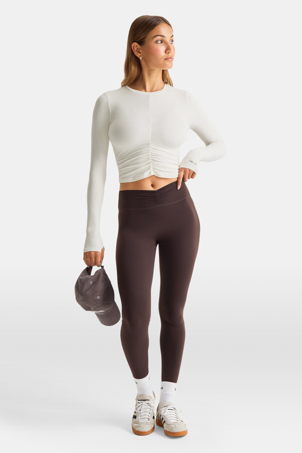 UltraLite Ruched Long Sleeve Top - Ivory