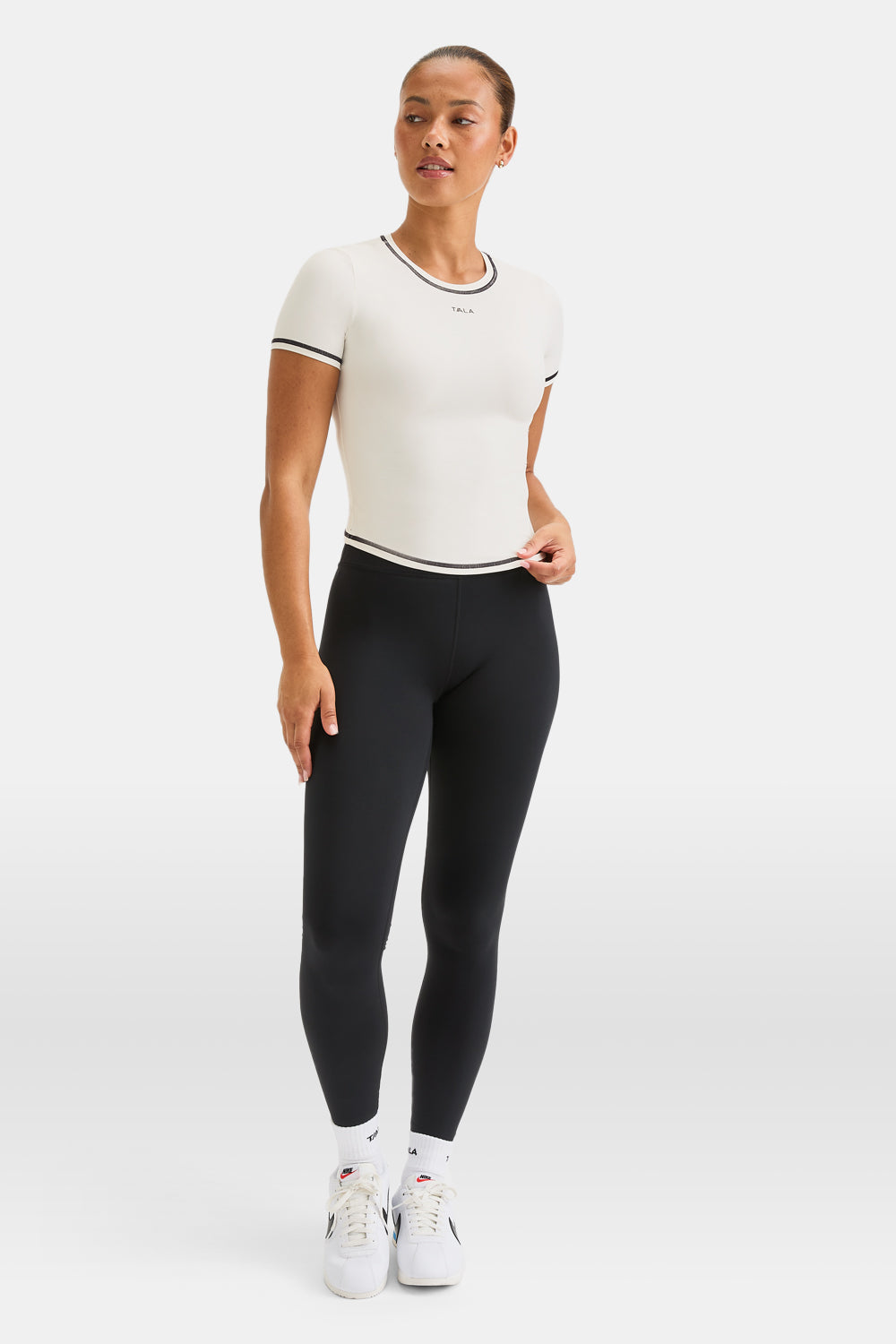 UltraLite Contrast Stitch Active T-Shirt - Ivory