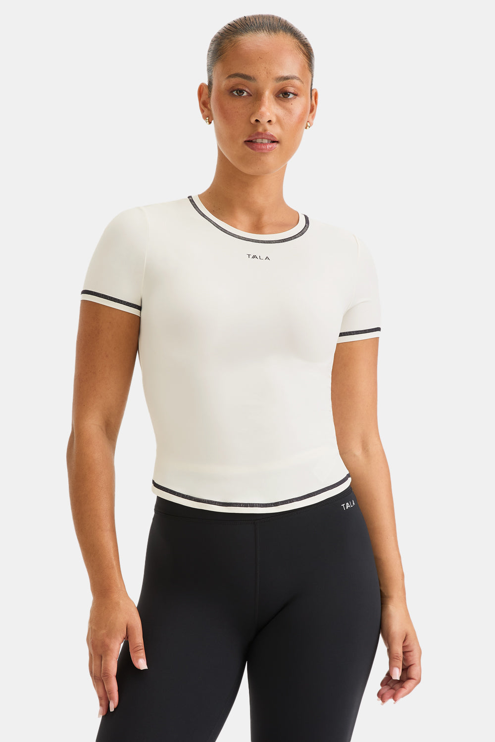 UltraLite Contrast Stitch Active T-Shirt - Ivory