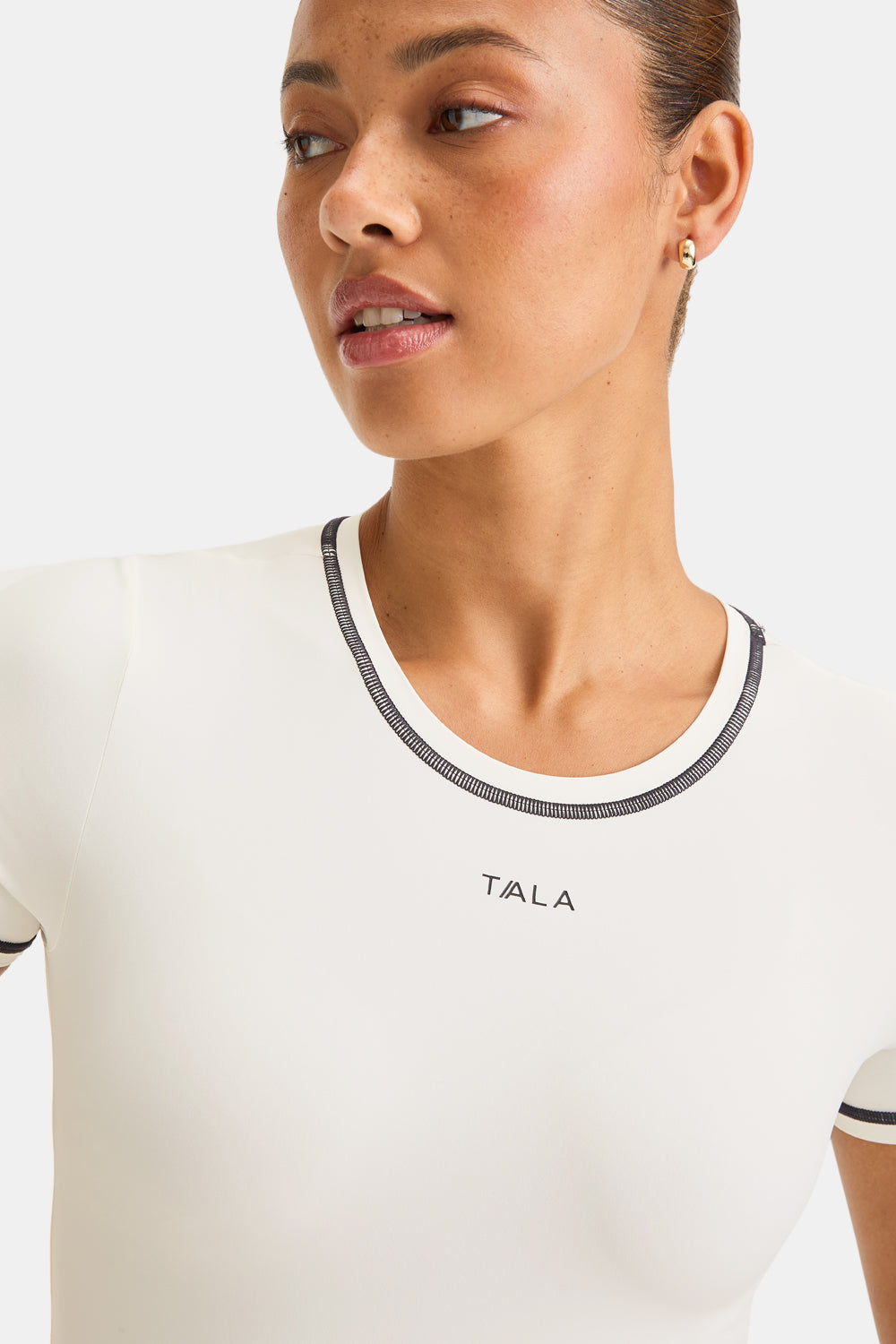 UltraLite Contrast Stitch Active T-Shirt - Ivory