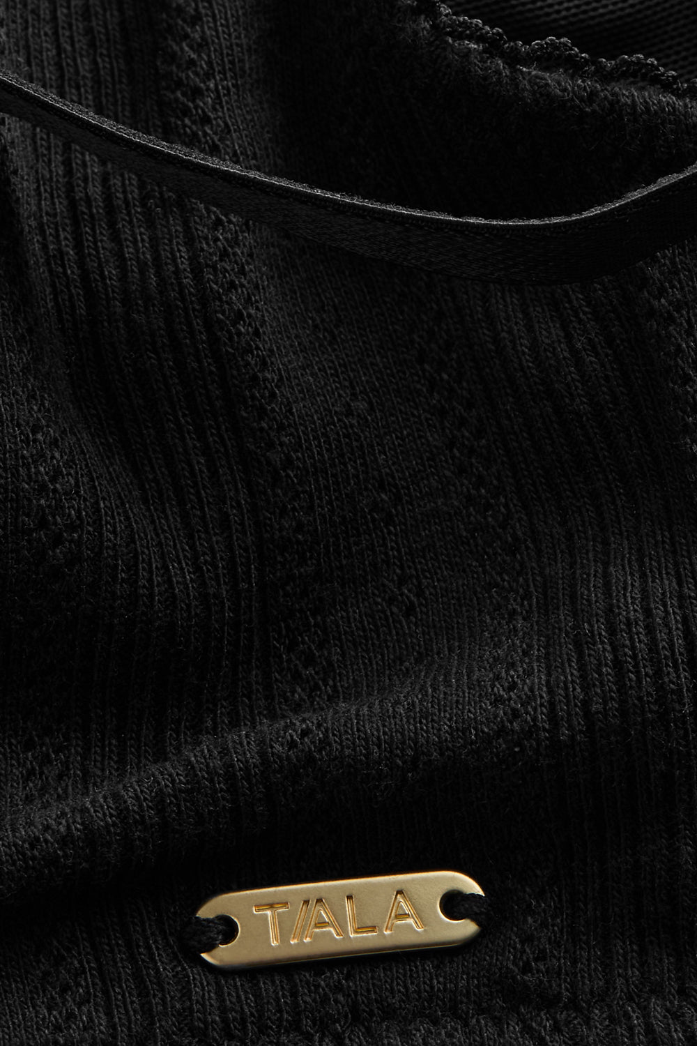 Pointelle Scoop Bra - Black