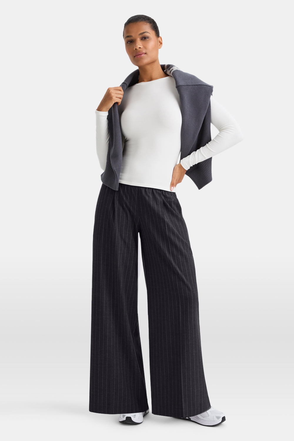 Everyday Tailoring Drawstring Trousers - Charcoal Grey Stripe